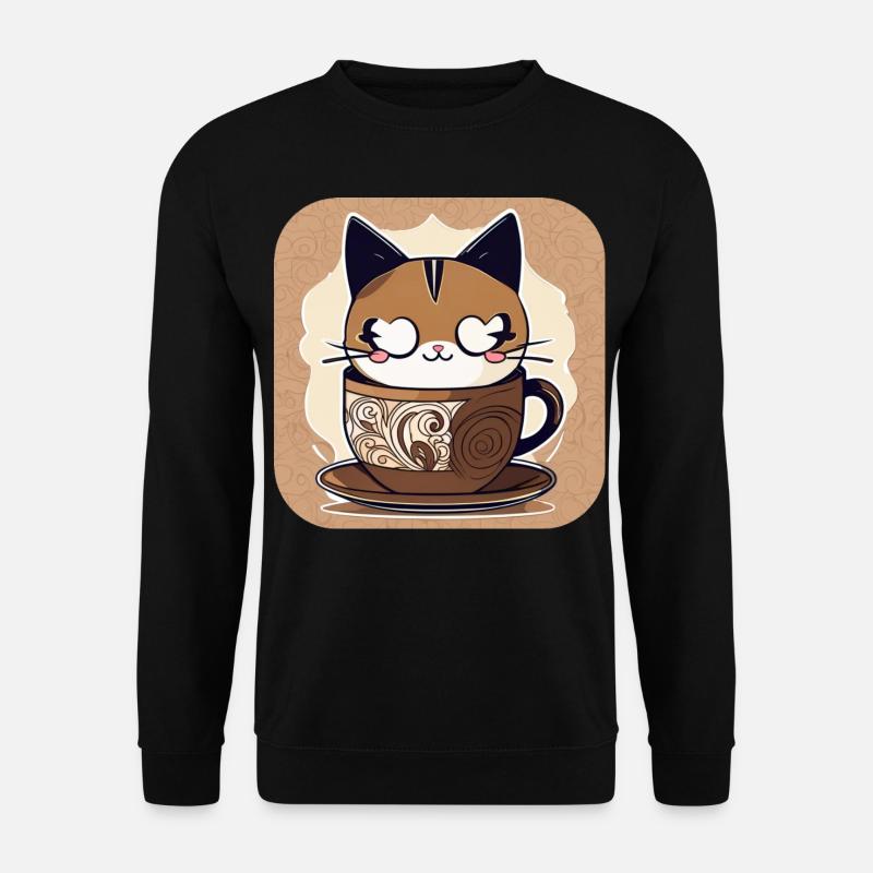 Cute Coffee Cat - Unisex Sweatshirt - black