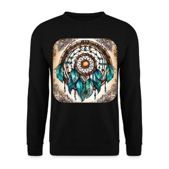 Spiritueller Traumfänger - Unisex Pullover - Schwarz - Vorne - Alina (178cm) & Michal (187cm)
