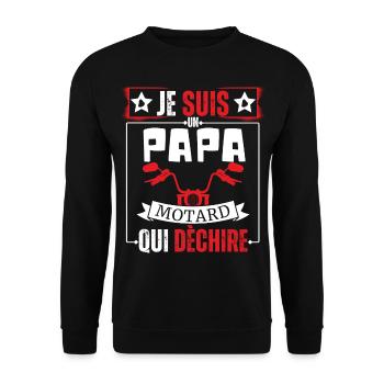 Ich bin ein Biker Dad Who T-Shirt - Unisex Pullover - Schwarz - Vorne - Alina (178cm) & Michal (187cm)