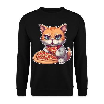 Le chat adore la pizza - Sweat-shirt Unisexe - noir - Devant - Alina (178cm) & Michal (187cm)