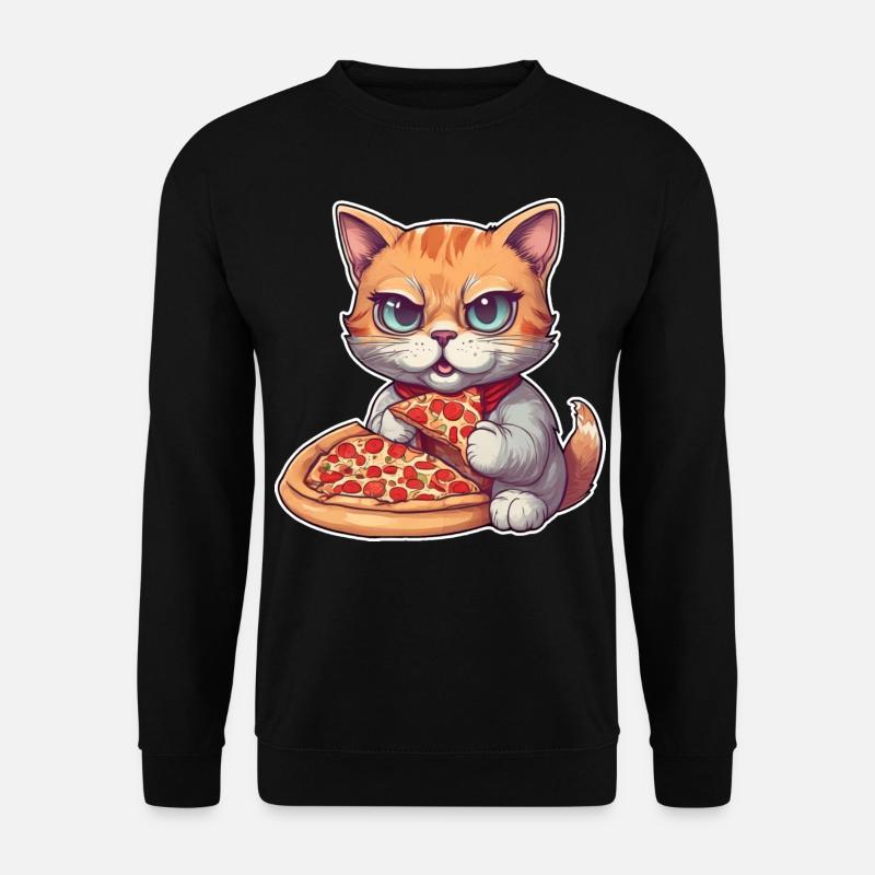 Katze loves Pizza - Unisex Pullover - Schwarz
