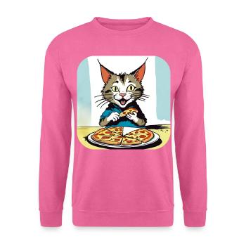 Le chat adore la pizza - Sweat-shirt Unisexe - rose - Devant