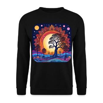 Arbre du monde germanique et viking Yggdrasil - Sweat-shirt Unisexe - noir - Devant - Alina (178cm) & Michal (187cm)