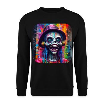 Crâne cool dans le style graffiti - Sweat-shirt Unisexe - noir - Devant - Alina (178cm) & Michal (187cm)
