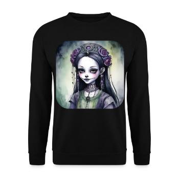 Fille punk gothique cool avec des roses - Sweat-shirt Unisexe - noir - Devant - Alina (178cm) & Michal (187cm)
