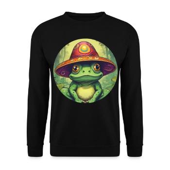 Psychedelic Frog II - Unisex Sweatshirt - black - Front - Alina (178cm) & Michal (187cm)