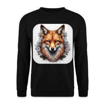 Fuchs mit Blumen - Unisex Pullover - Schwarz - Vorne - Alina (178cm) & Michal (187cm)