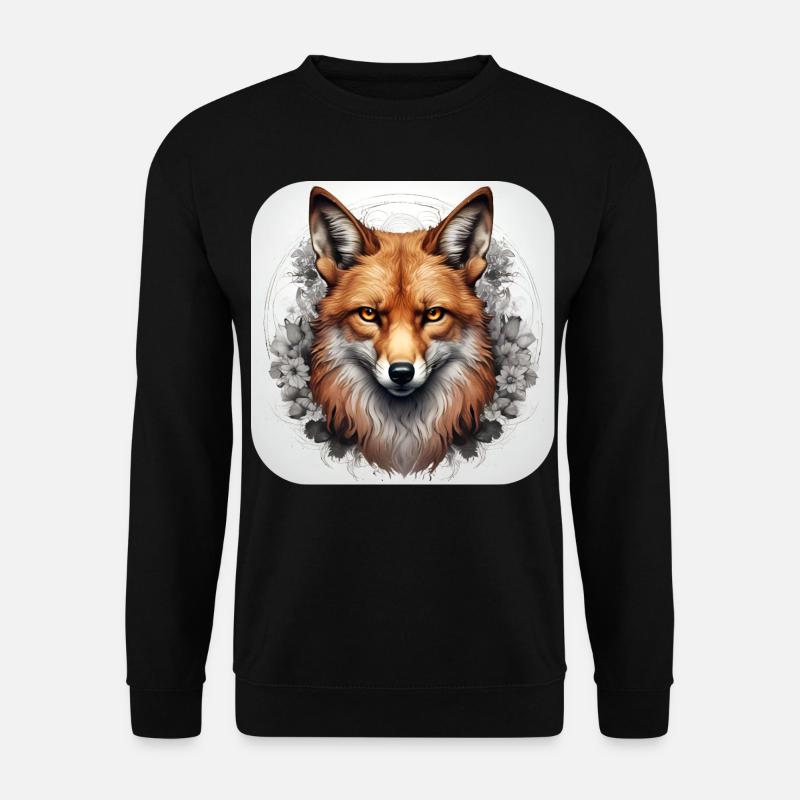 Fox with flowers - Unisex Sweatshirt - black