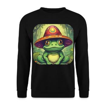 Psychedelic Frog I - Unisex Sweatshirt - black - Front - Alina (178cm) & Michal (187cm)