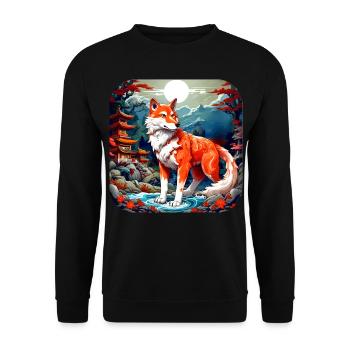 Renard asiatique - Sweat-shirt Unisexe - noir - Devant - Alina (178cm) & Michal (187cm)