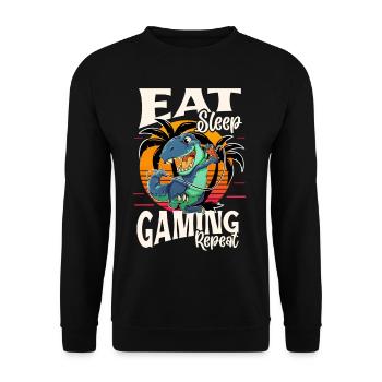 Gamer Gaming Dino Dinosaur T Rex - Unisex Sweatshirt - black - Front - Alina (178cm) & Michal (187cm)