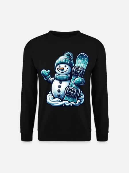 Snowboard Schneemann Winter Snowboarder - Unisex Pullover - Schwarz