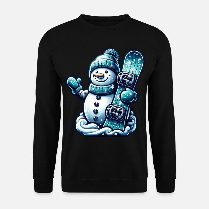 Snowboard Schneemann Winter Snowboarder - Unisex Pullover - Schwarz