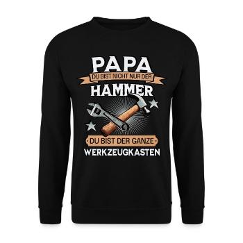 PAPA DU BIST NICHT NUR DER HAMMER WERKZEUGKASTEN - Unisex Pullover - Schwarz - Vorne - Alina (178cm) & Michal (187cm)