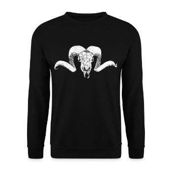 Ziegenkopf 2 - Unisex Pullover - Schwarz - Vorne - Alina (178cm) & Michal (187cm)