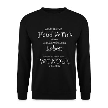 Wenn Träume Hand und Fuss bekommen Geschenk - Unisex Pullover - Schwarz - Vorne - Alina (178cm) & Michal (187cm)