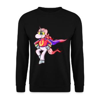Costume Super Licorne Super Héros Idée cadeau - Sweat-shirt Unisexe - noir - Devant - Alina (178cm) & Michal (187cm)