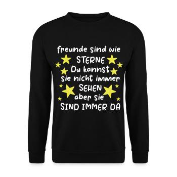 Freunde sind wie Sterne Freundschaft Spruch Freund - Unisex Pullover - Schwarz - Vorne - Alina (178cm) & Michal (187cm)