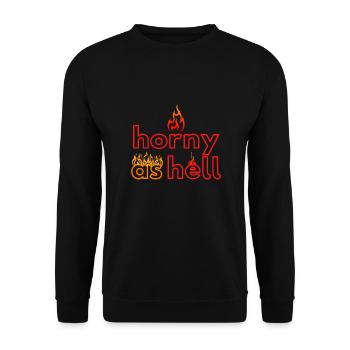 Horny As Hell Flames Sexy Joke Horny Fun - Unisex Pullover - Schwarz - Vorne - Alina (178cm) & Michal (187cm)