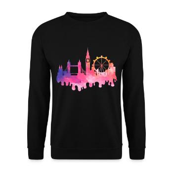 Londres Angleterre UK City Skyline Splash Coloré - Sweat-shirt Unisexe - noir - Devant - Alina (178cm) & Michal (187cm)