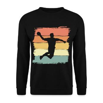 Handball retro vintage Handballerin - Unisex Pullover - Schwarz - Vorne - Alina (178cm) & Michal (187cm)