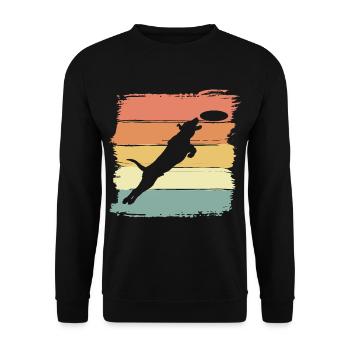 Dog Frisbee retro vintage - Unisex Sweatshirt - black - Front - Alina (178cm) & Michal (187cm)