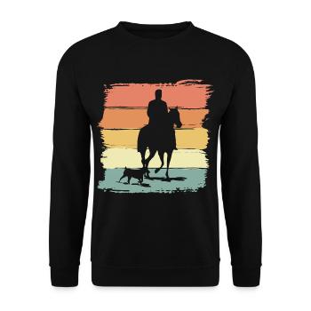 Monter à cheval avec chien rétro vintage - Sweat-shirt Unisexe - noir - Devant - Alina (178cm) & Michal (187cm)