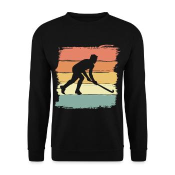 Joueur de hockey rétro vintage hockey sur gazon - Sweat-shirt Unisexe - noir - Devant - Alina (178cm) & Michal (187cm)