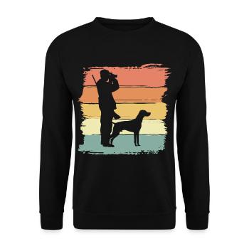 Chasse à la chasse avec chien rétro vintage - Sweat-shirt Unisexe - noir - Devant - Alina (178cm) & Michal (187cm)