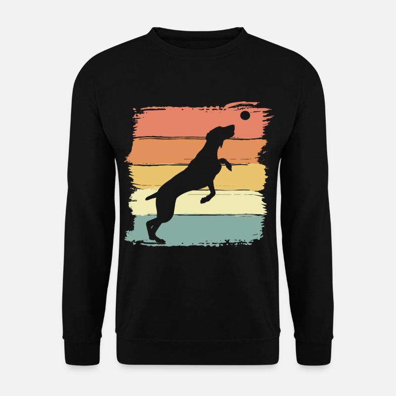 Weimaraner spielt mit Ball retro vintage - Unisex Pullover - Schwarz