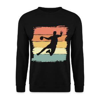 Handball retro vintage Handballer - Unisex Pullover - Schwarz - Vorne - Alina (178cm) & Michal (187cm)