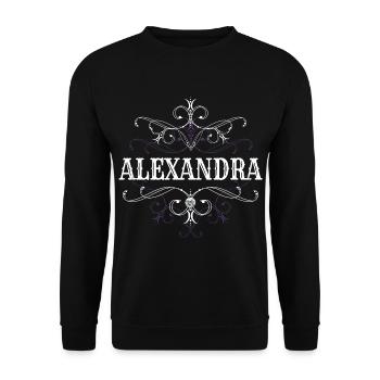 Alexandra Name Vorname Personalisiert - Unisex Pullover - Schwarz - Vorne - Alina (178cm) & Michal (187cm)