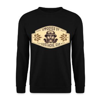 Genehmigt von Mustache Man - Unisex Pullover - Schwarz - Vorne - Alina (178cm) & Michal (187cm)