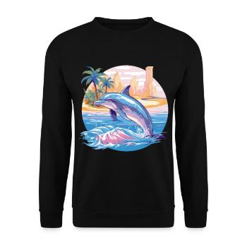 Dauphin Été Soleil Plage Mer Palmiers Vacances - Sweat-shirt Unisexe - noir - Devant - Alina (178cm) & Michal (187cm)
