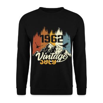 Vintage Juli 1962 Geburtstagsgeschenk Juli 1962 - Unisex Pullover - Schwarz - Vorne - Alina (178cm) & Michal (187cm)