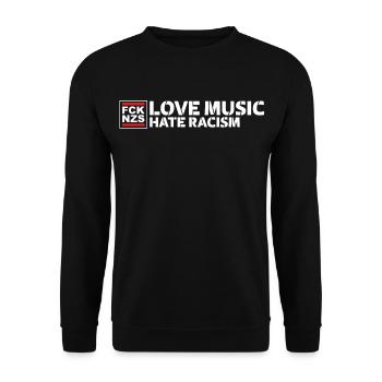 Love Music Hate Racism - Unisex Pullover - Schwarz - Vorne - Alina (178cm) & Michal (187cm)