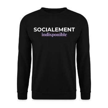 Socialement Indisponible — Introverti - Sweat-shirt Unisexe - noir - Devant - Alina (178cm) & Michal (187cm)