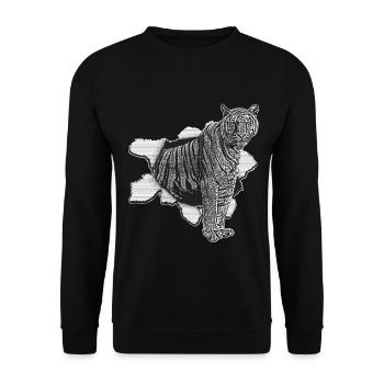 Tigre Tiger Tiger Zoo Animal 3D effet - Sweat-shirt Unisexe - noir - Devant - Alina (178cm) & Michal (187cm)