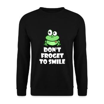 Frosch Frösche Happy Laubfrosch Smile - Unisex Pullover - Schwarz - Vorne - Alina (178cm) & Michal (187cm)