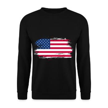 USA Flagge Geschenkidee - Unisex Pullover - Schwarz - Vorne - Alina (178cm) & Michal (187cm)