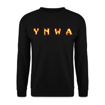 Flaming Letters Print - Unisex Pullover - Schwarz - Vorne - Alina (178cm) & Michal (187cm)