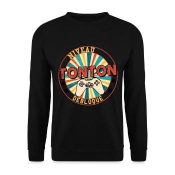 Niveau tonton débloqué - Sweat-shirt Unisexe - noir - Devant - Alina (178cm) & Michal (187cm)