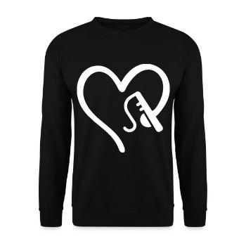 Angler Liebe Fischen Angeln - Unisex Pullover - Schwarz - Vorne - Alina (178cm) & Michal (187cm)