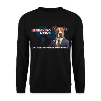 Pitbull Terrier Hundemotiv Kampfhund Pittie Listen - Unisex Pullover - Schwarz - Vorne - Alina (178cm) & Michal (187cm)