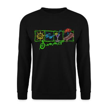 Sommer Sonne Party - Unisex Pullover - Schwarz - Vorne - Alina (178cm) & Michal (187cm)