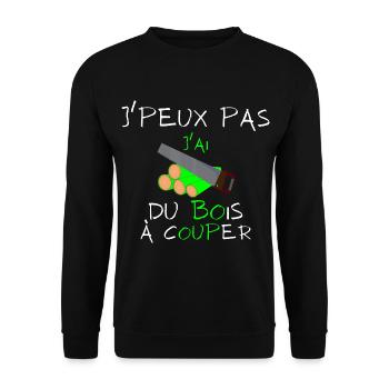 j'peux pas j'ai du bois à couper - Sweat-shirt Unisexe - noir - Devant - Alina (178cm) & Michal (187cm)