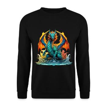 Dragon, Fantasy, Magic, Mysticism, Creature, Fable, Animal - Unisex Sweatshirt - black - Front - Alina (178cm) & Michal (187cm)