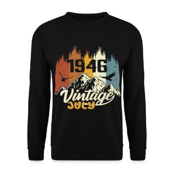 Vintage Juli 1946 Geburtstagsgeschenk Juli 1946 - Unisex Pullover - Schwarz - Vorne - Alina (178cm) & Michal (187cm)