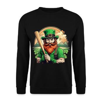 St. Patrick's Day Shamrock Baseball - Unisex Sweatshirt - black - Front - Alina (178cm) & Michal (187cm)