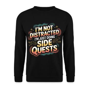I'm Not Distracted I'm Just Doing Side Quests 6 - Unisex Pullover - Schwarz - Vorne - Alina (178cm) & Michal (187cm)